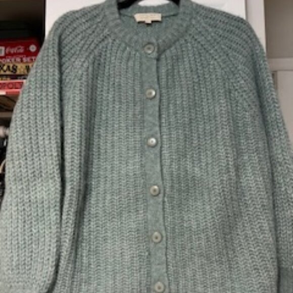 Almost New Sezane Sage Green Gilet Amance Cardigan Sweater Size Med. - Picture 1 of 7
